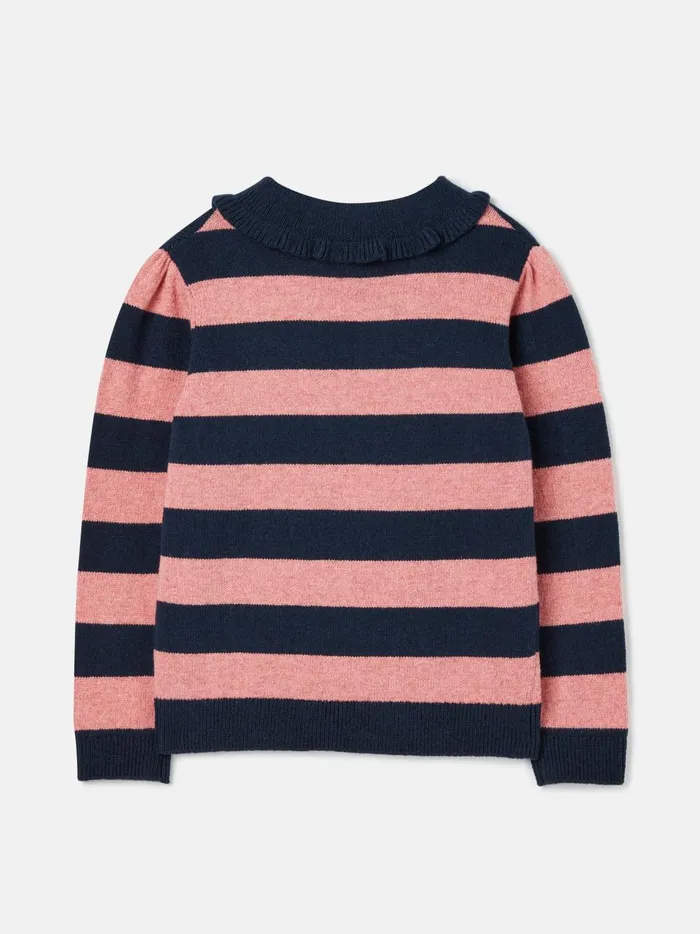 Joules Knitwear Girls NavyPink Stripe Knitted Long Sleeve Top