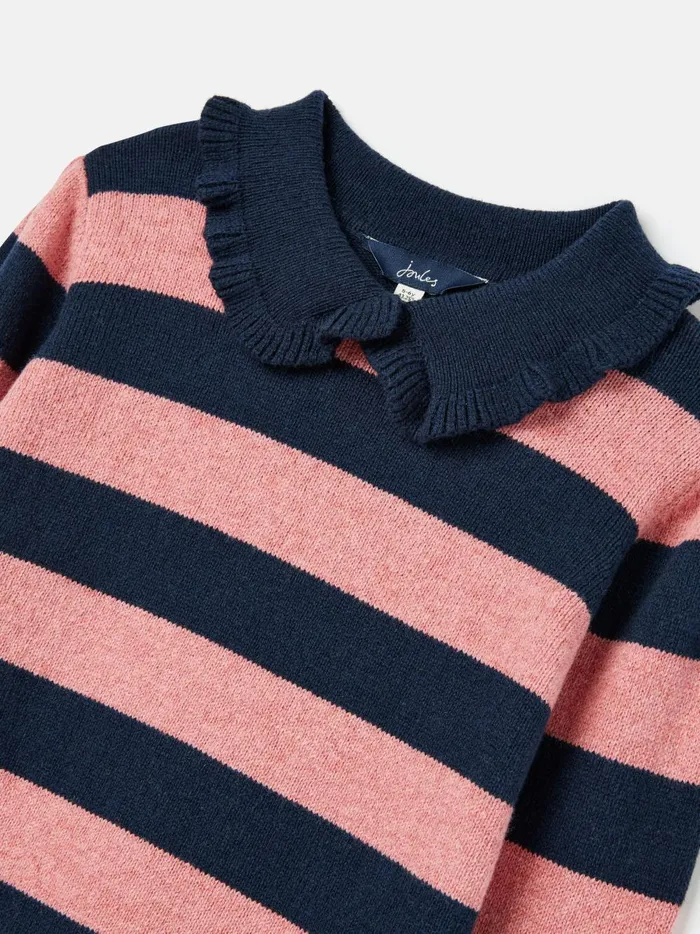 Joules Knitwear Girls NavyPink Stripe Knitted Long Sleeve Top