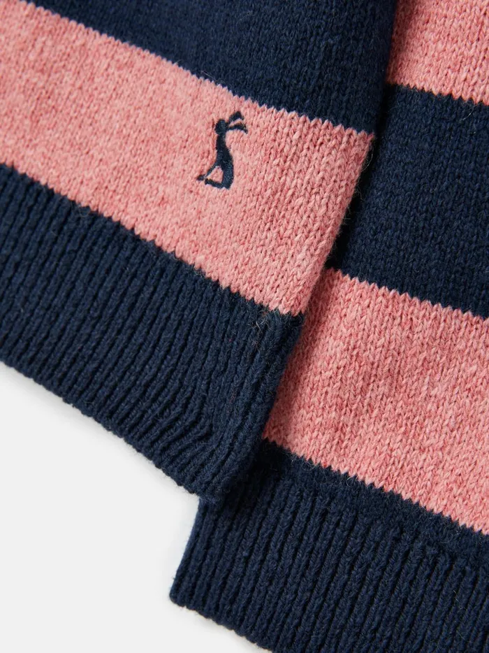 Joules Knitwear Girls NavyPink Stripe Knitted Long Sleeve Top
