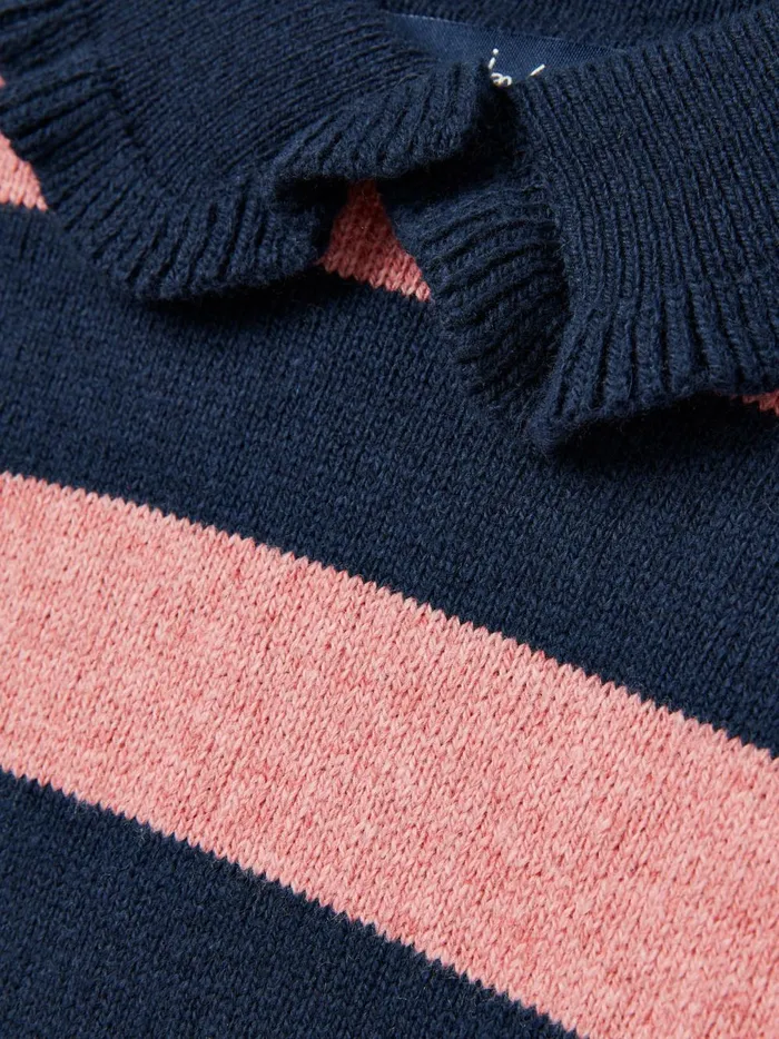 Joules Knitwear Girls NavyPink Stripe Knitted Long Sleeve Top