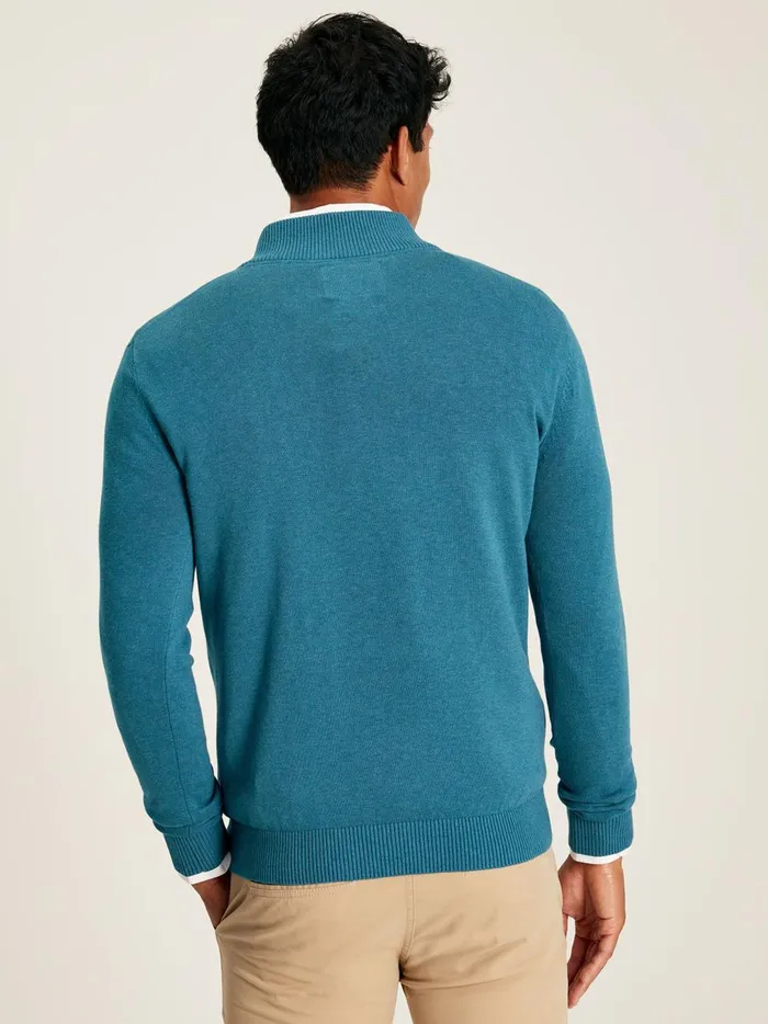 Joules Knitwear Men Blue Knitted Quarter Zip Jumper