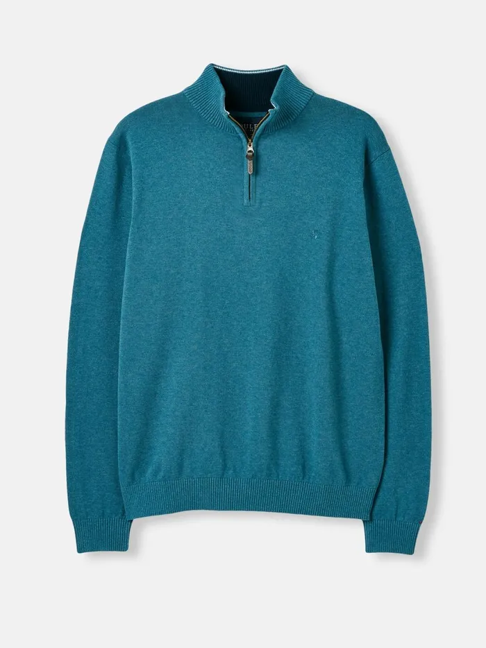 Joules Knitwear Men Blue Knitted Quarter Zip Jumper