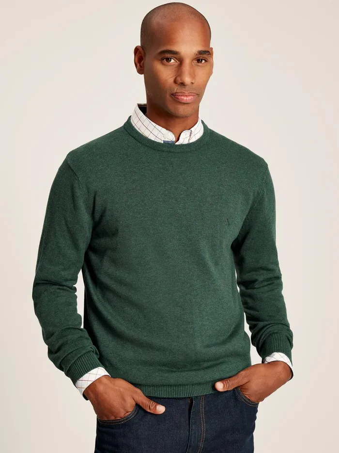 Joules Knitwear Men Green Cotton Crew Neck Jumper
