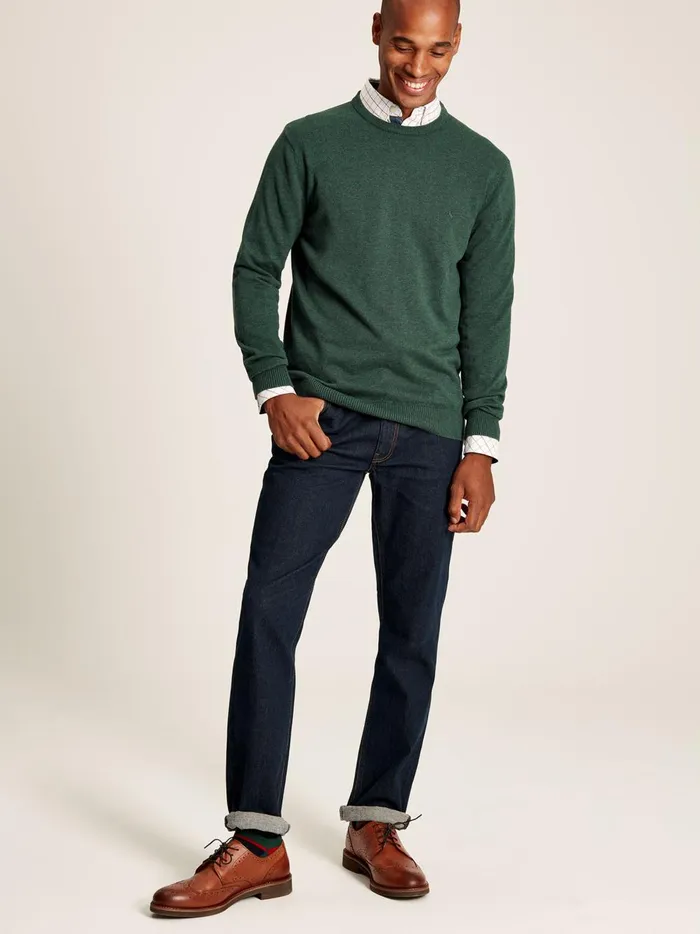 Joules Knitwear Men Green Cotton Crew Neck Jumper