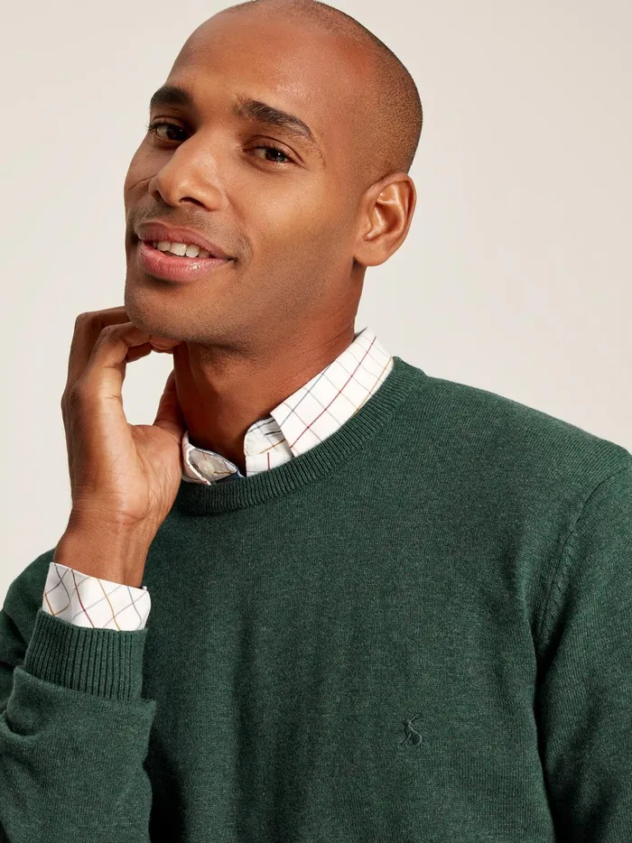 Joules Knitwear Men Green Cotton Crew Neck Jumper