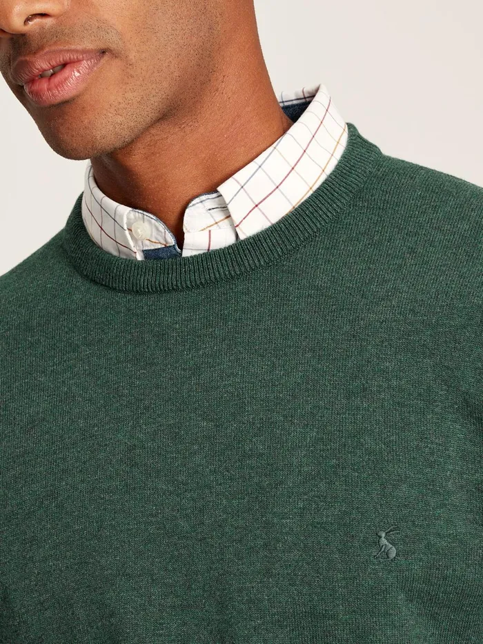 Joules Knitwear Men Green Cotton Crew Neck Jumper