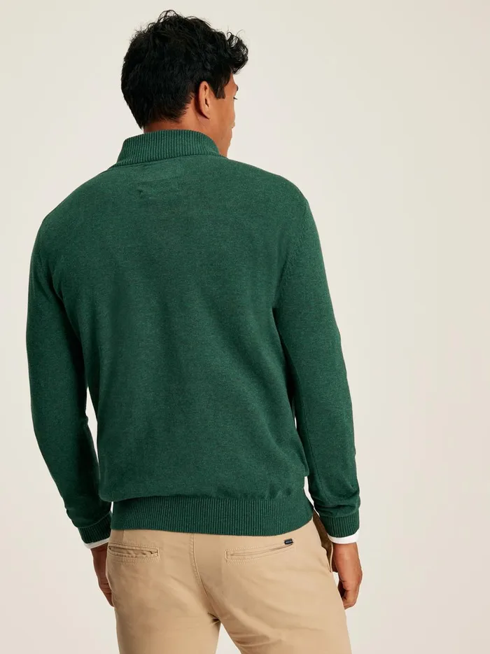 Joules Knitwear Men Green Knitted Quarter Zip Jumper