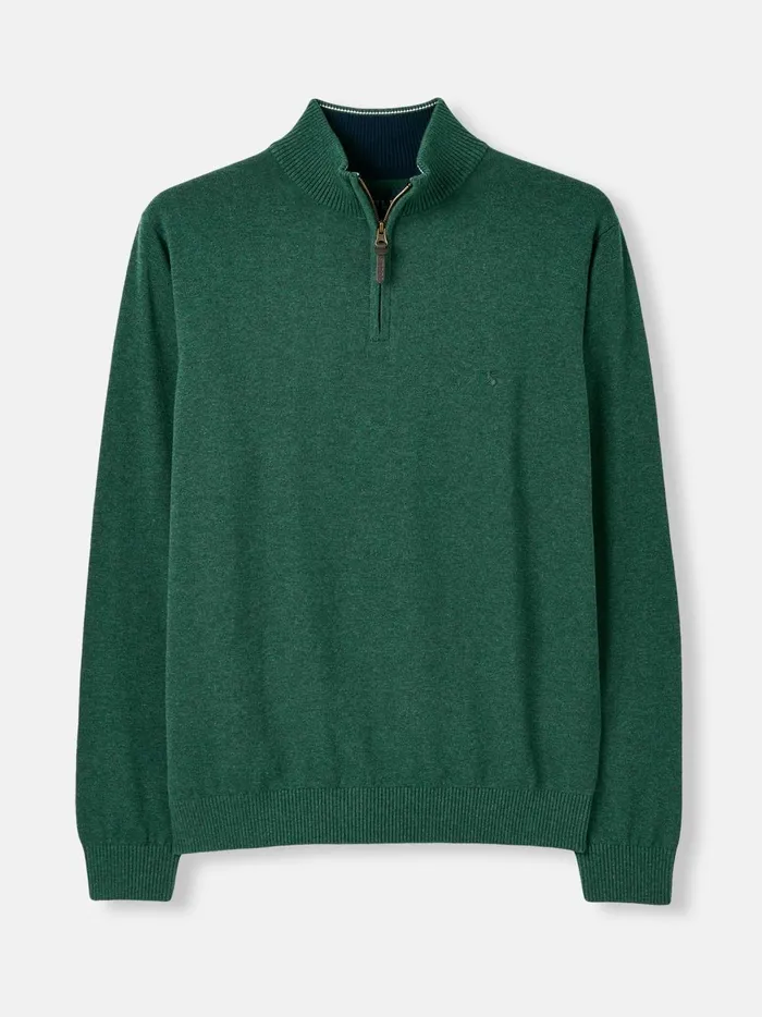 Joules Knitwear Men Green Knitted Quarter Zip Jumper