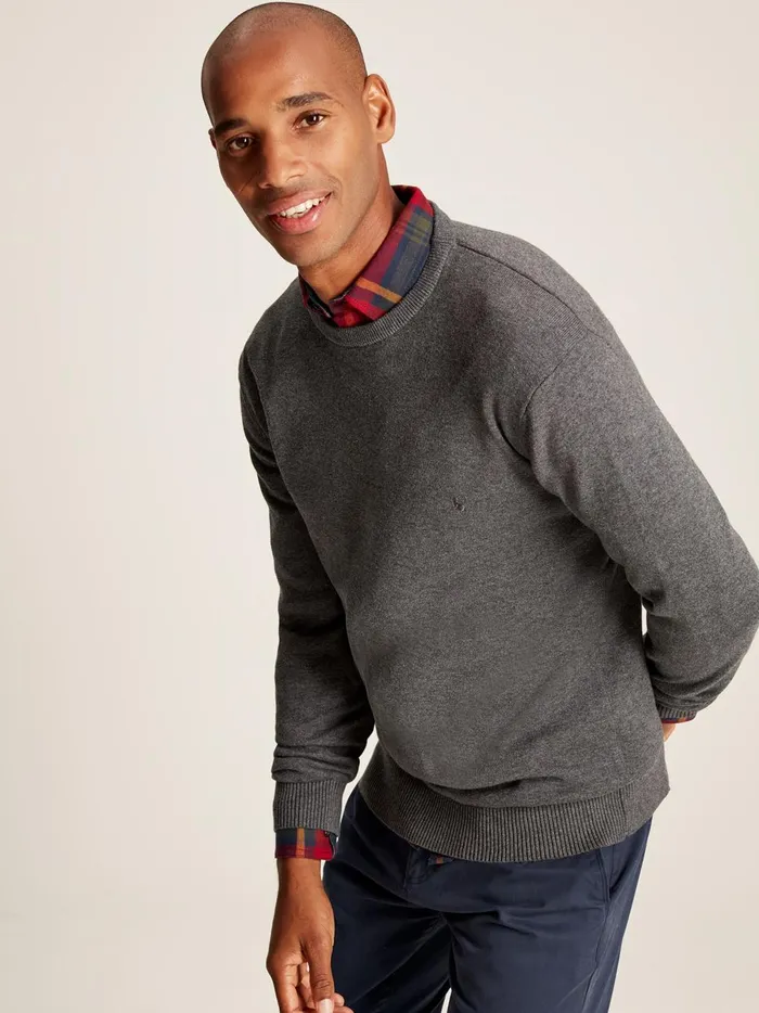 Joules Knitwear Men Grey Cotton Crew Neck Jumper