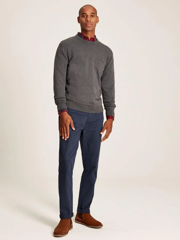 Joules Knitwear Men Grey Cotton Crew Neck Jumper