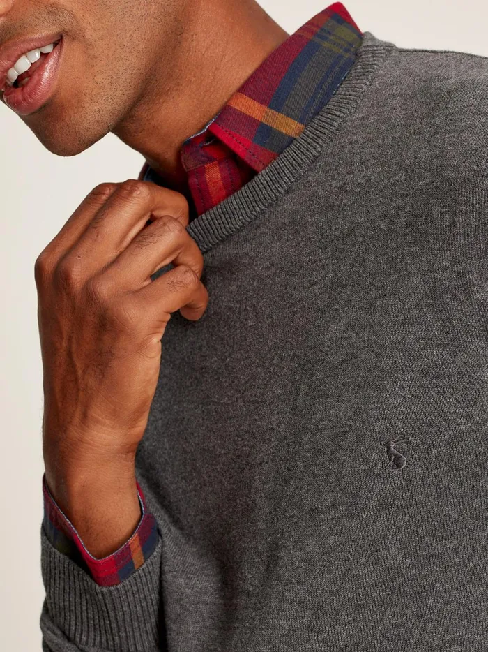 Joules Knitwear Men Grey Cotton Crew Neck Jumper