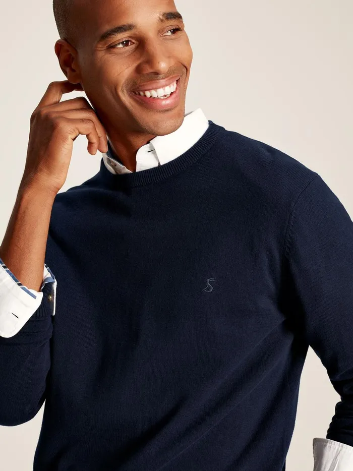 Joules Knitwear Men Navy Cotton Crew Neck Jumper