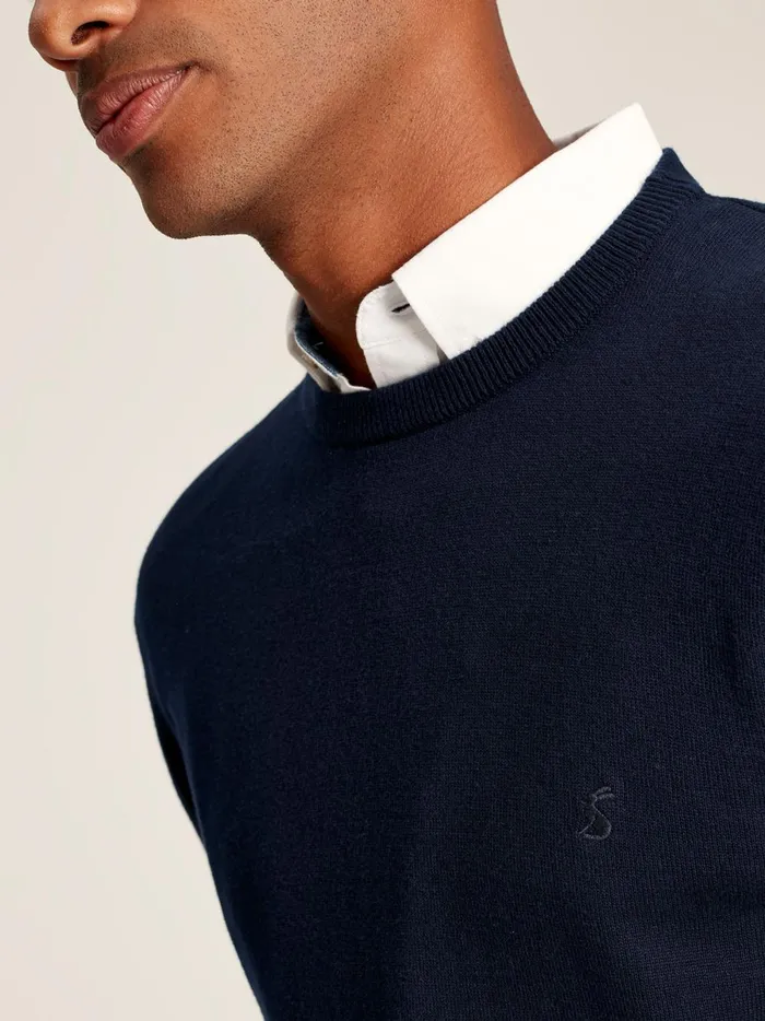 Joules Knitwear Men Navy Cotton Crew Neck Jumper