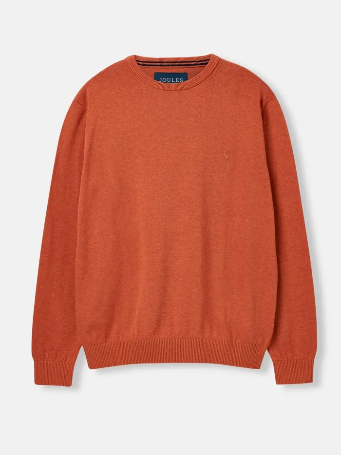 Joules Knitwear Men Orange Cotton Crew Neck Jumper