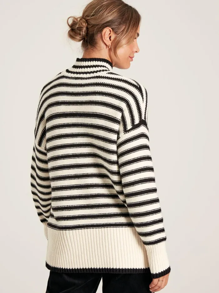Joules Knitwear Women BlackCream Striped High Neck Jumper