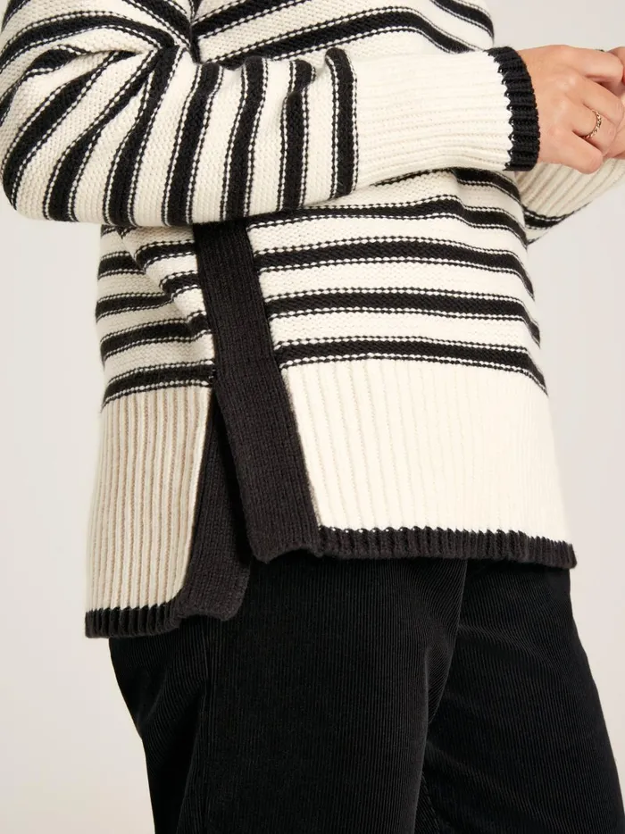 Joules Knitwear Women BlackCream Striped High Neck Jumper