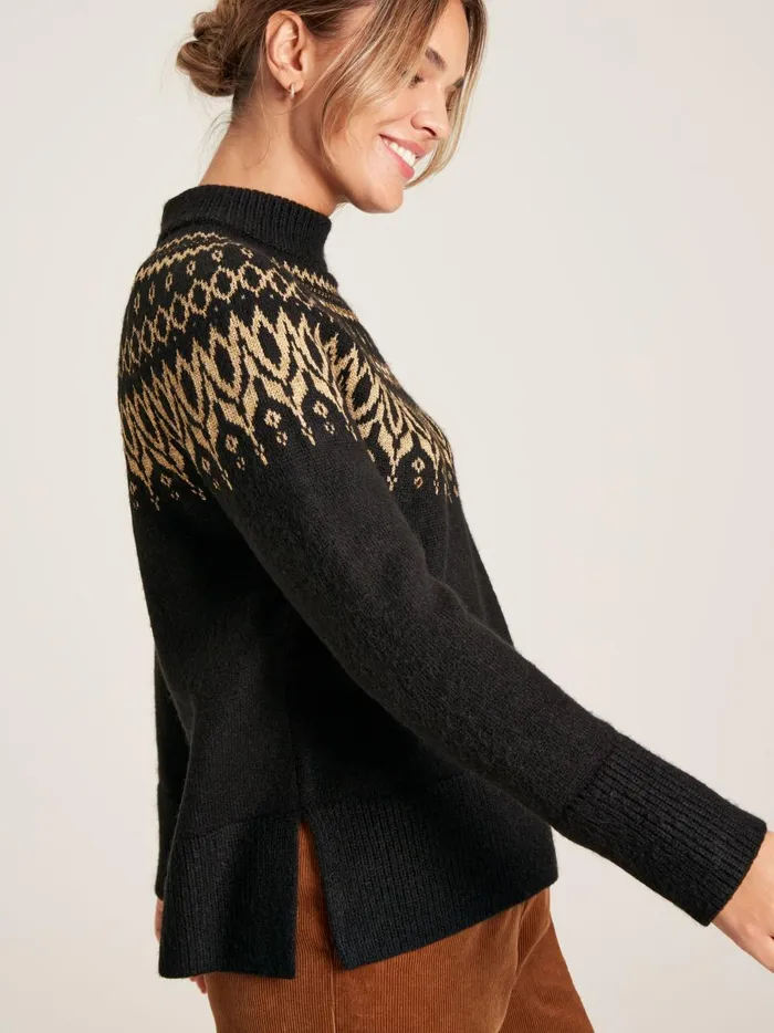 Joules Knitwear Women Black Fair Isle Jumper