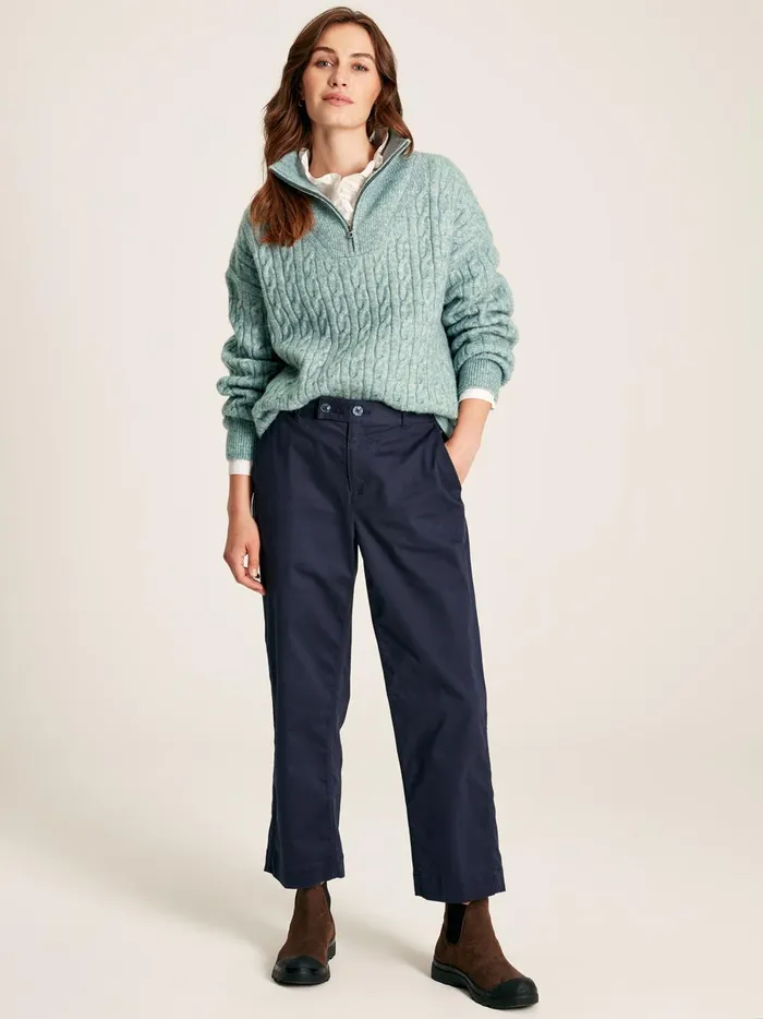 Joules Knitwear Women Blue Knitted Quarter Zip Jumper