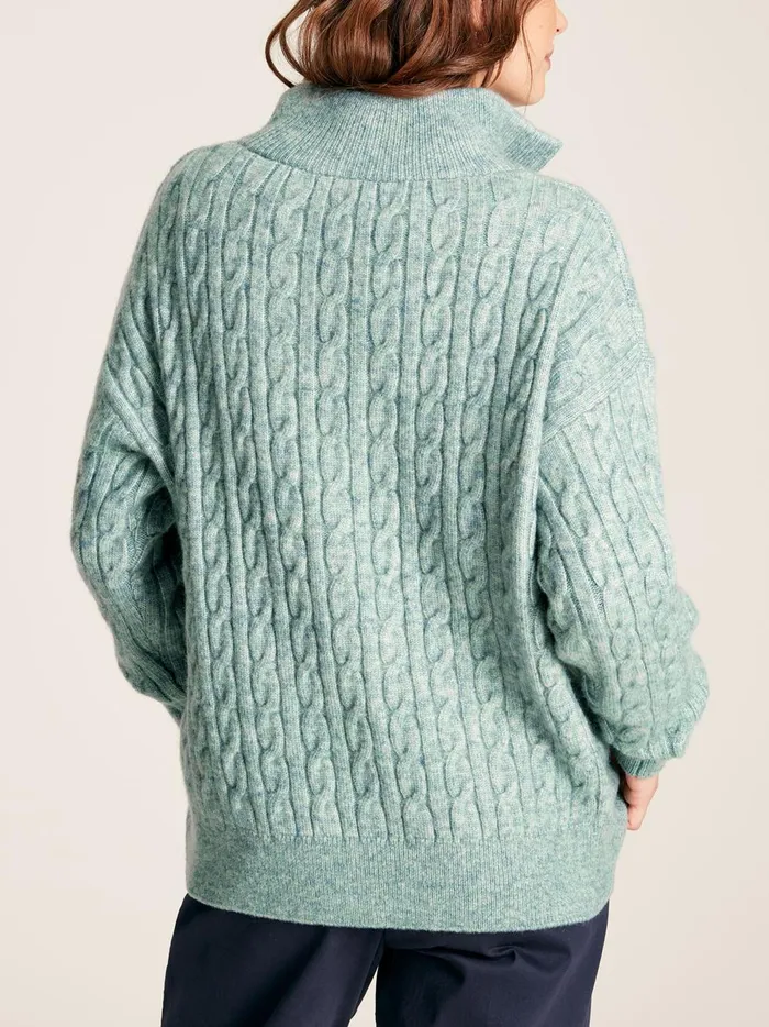 Joules Knitwear Women Blue Knitted Quarter Zip Jumper