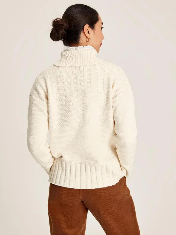Joules Knitwear Women Cream Roll Neck Jumper