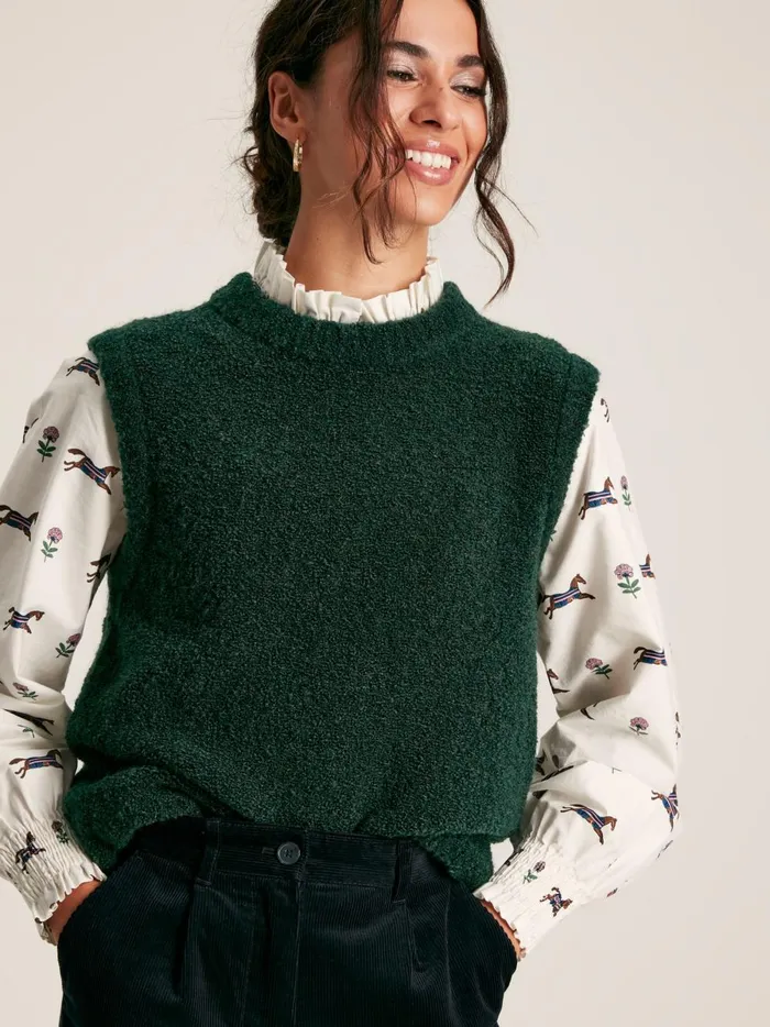 Joules Knitwear Women Green Boucl Vest