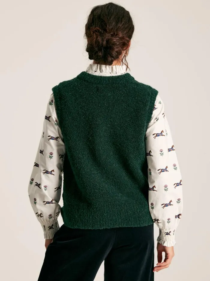 Joules Knitwear Women Green Boucl Vest