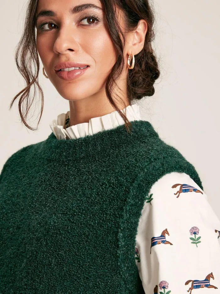 Joules Knitwear Women Green Boucl Vest