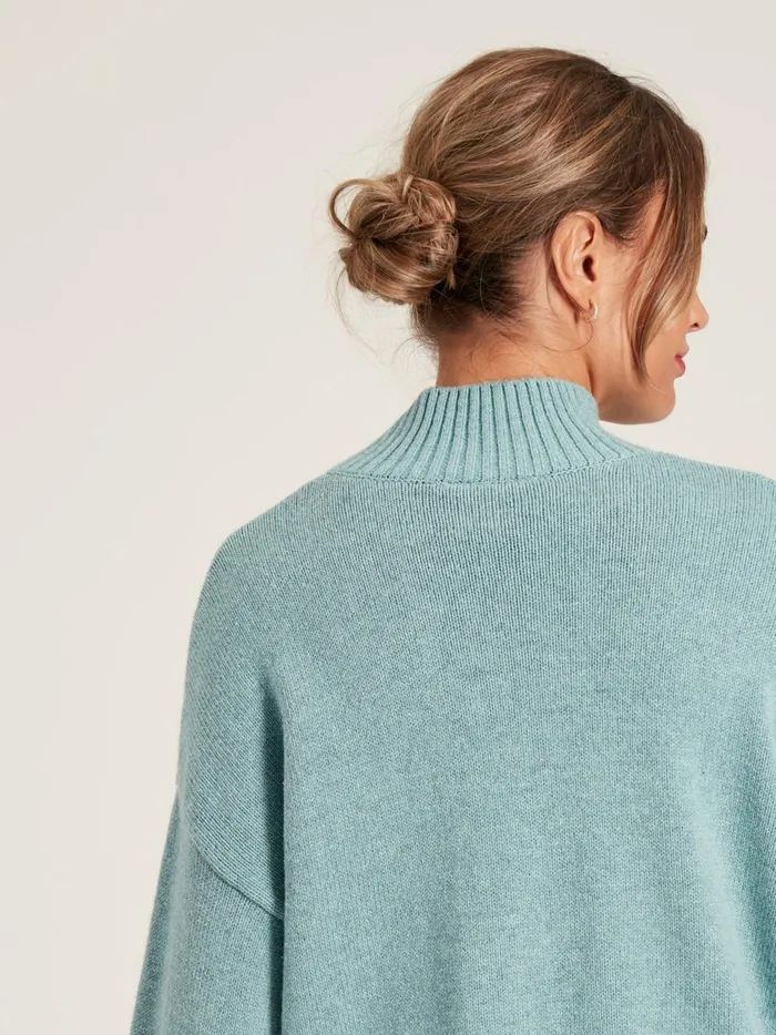 Joules Knitwear Women Light Blue High Neck Intarsia Ski Jumper