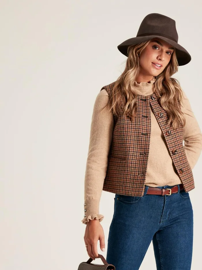 Joules Knitwear Women Natural Frill Neck Jumper