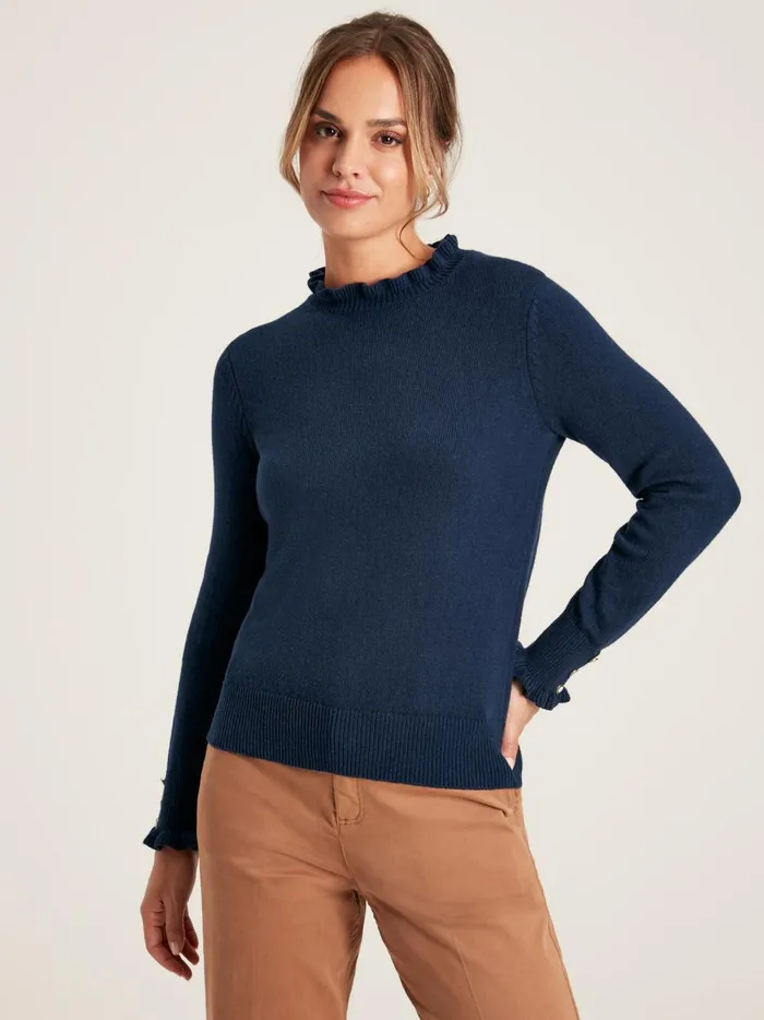 Joules Knitwear Women Natural Frill Neck Jumper