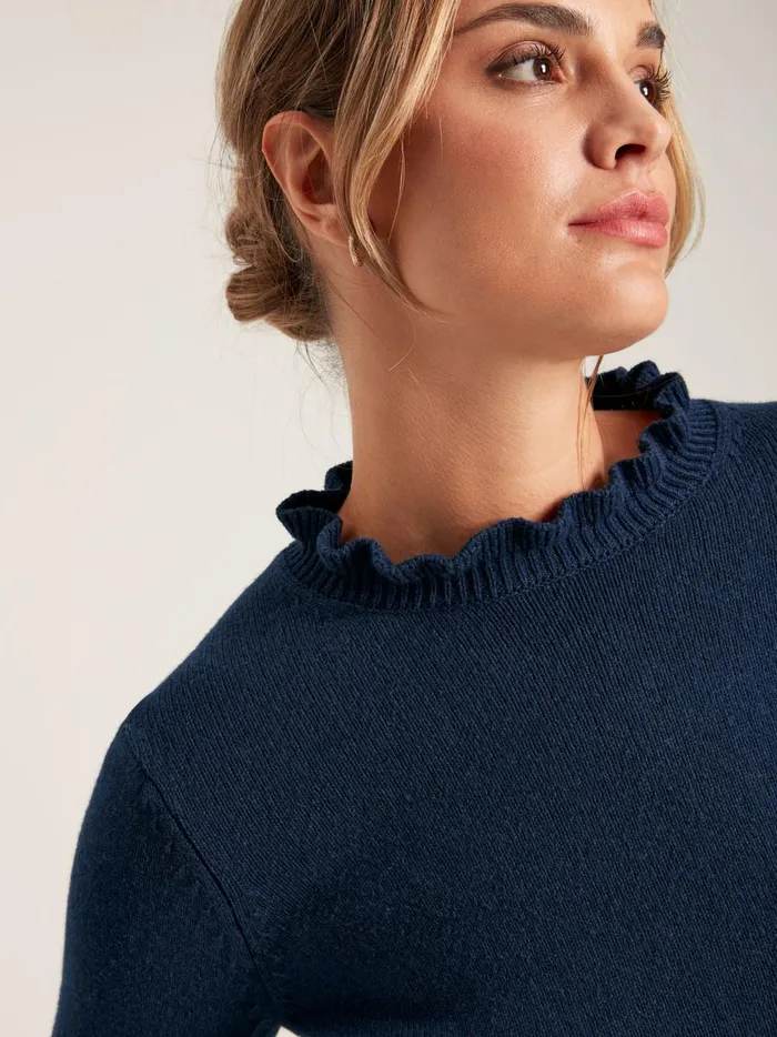Joules Knitwear Women Natural Frill Neck Jumper