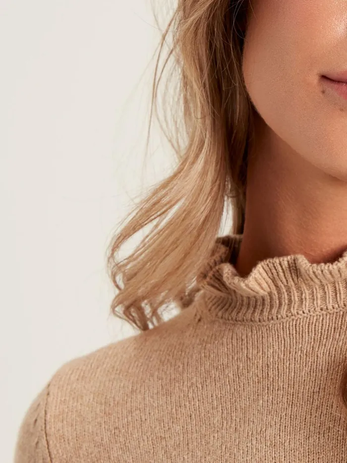 Joules Knitwear Women Natural Frill Neck Jumper