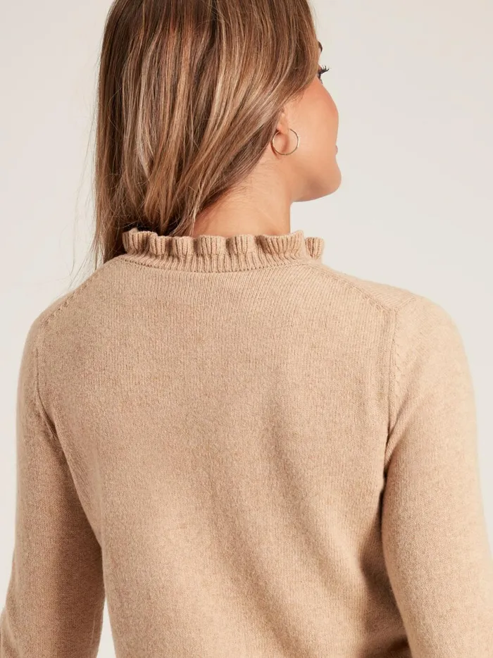 Joules Knitwear Women Natural Frill Neck Jumper