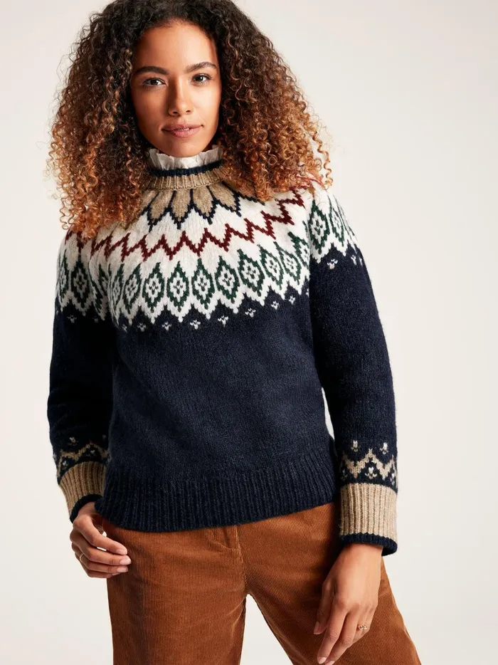 Joules Knitwear Women Navy Fair Isle Jumper