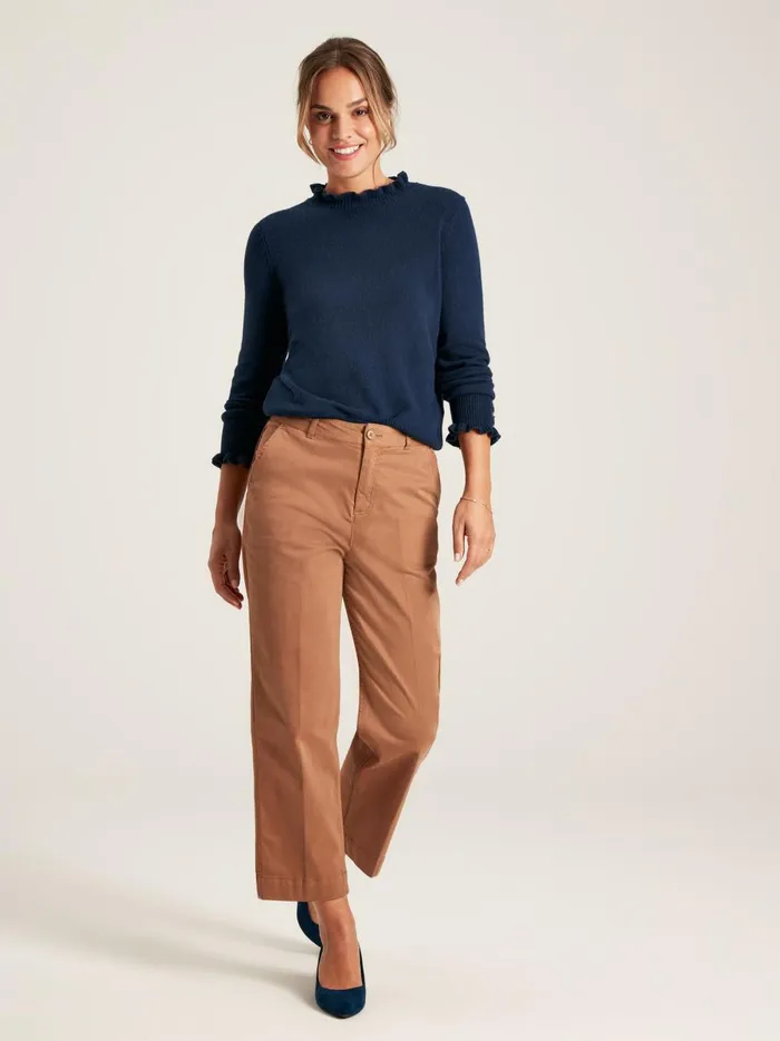 Joules Knitwear Women Navy Frill Neck Jumper