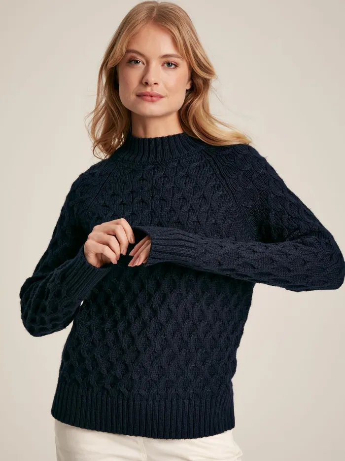 Joules Knitwear Women Navy Honeycomb Stitch Jumper