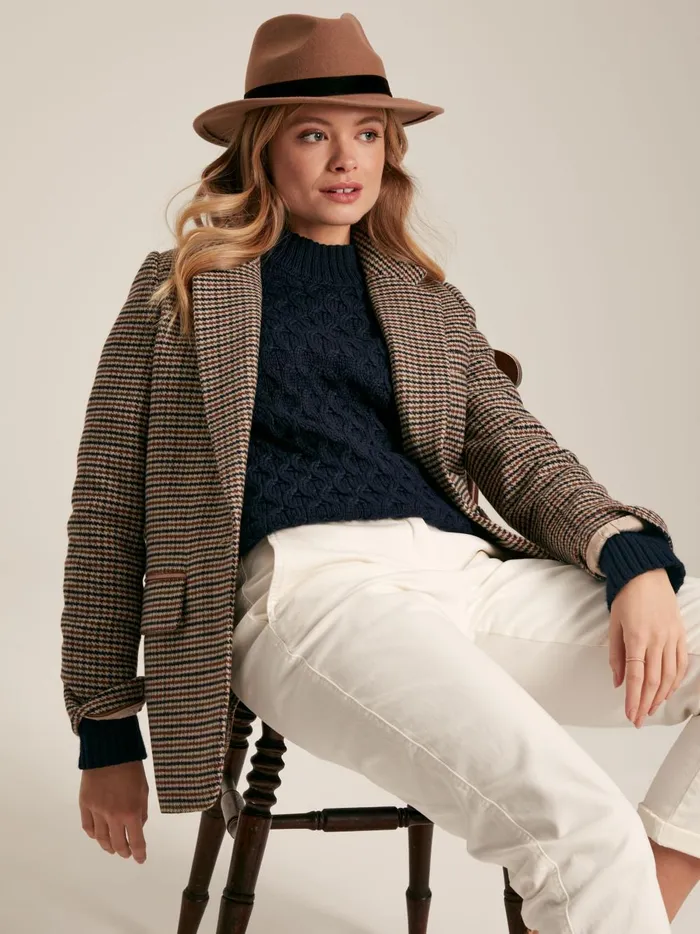Joules Knitwear Women Navy Honeycomb Stitch Jumper