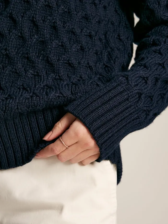 Joules Knitwear Women Navy Honeycomb Stitch Jumper