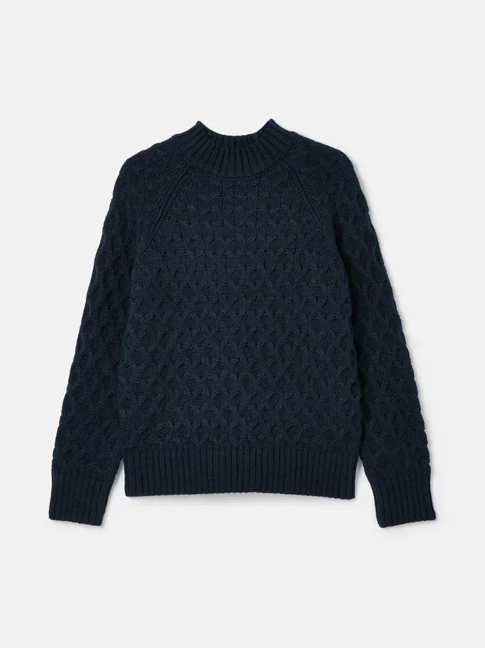 Joules Knitwear Women Navy Honeycomb Stitch Jumper