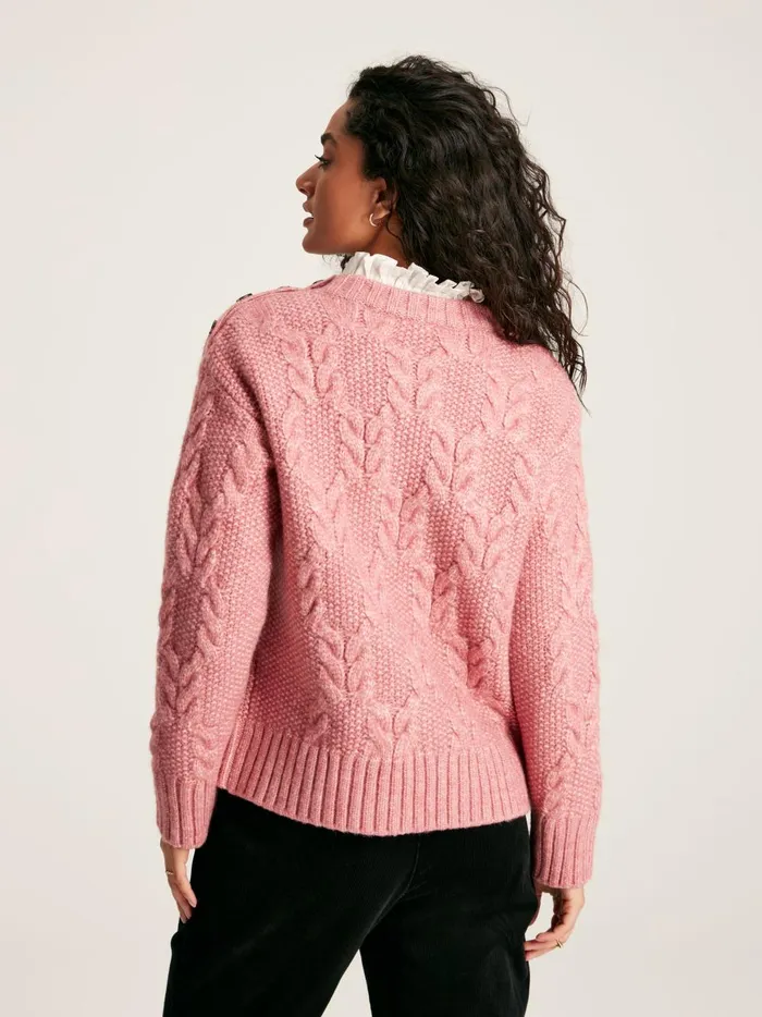 Joules Knitwear Women Pink Cable Knit Jumper