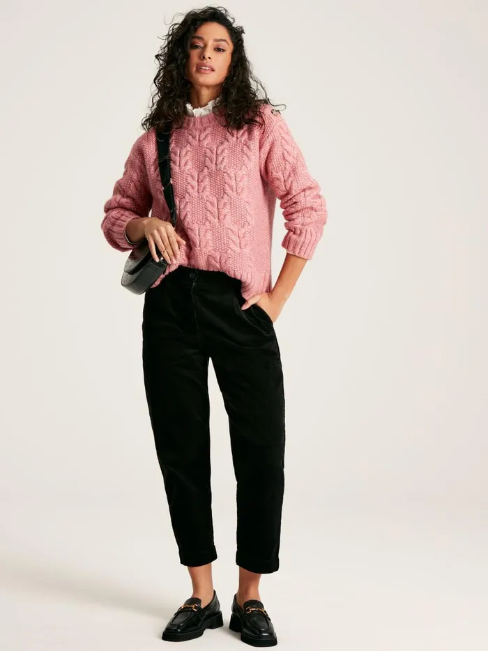 Joules Knitwear Women Pink Cable Knit Jumper