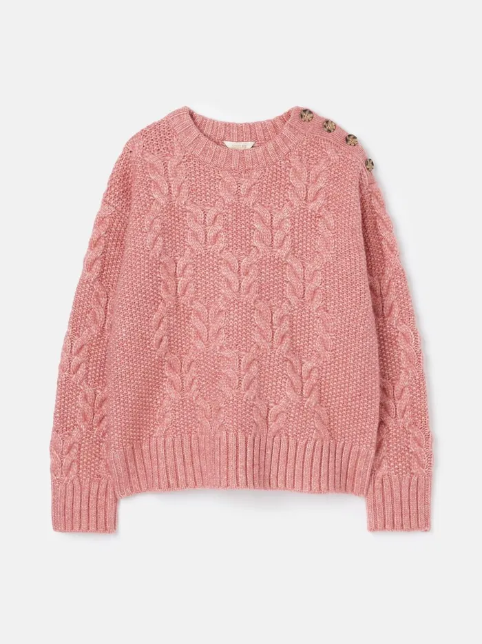 Joules Knitwear Women Pink Cable Knit Jumper