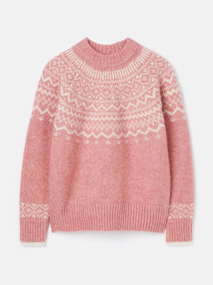 Joules Knitwear Women Pink Fair Isle Jumper