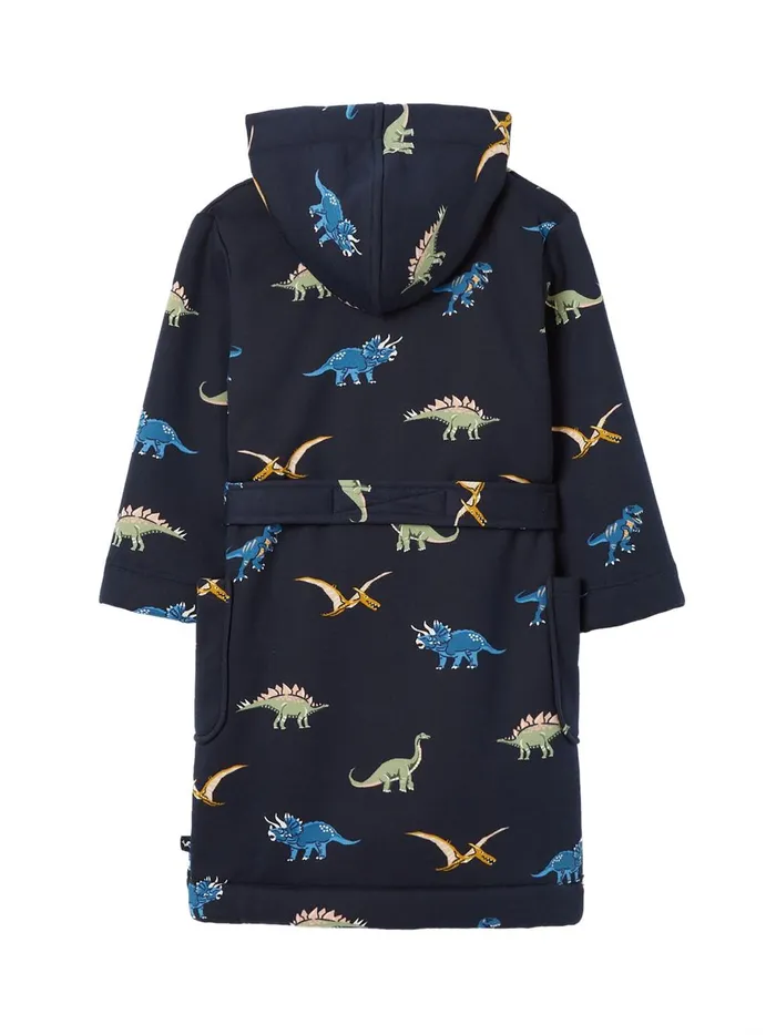 Joules Nightwear Boys Navy Blue Fleece Lined Dressing Gown