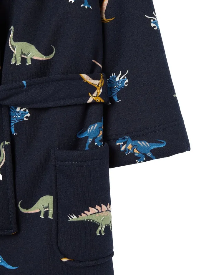 Joules Nightwear Boys Navy Blue Fleece Lined Dressing Gown