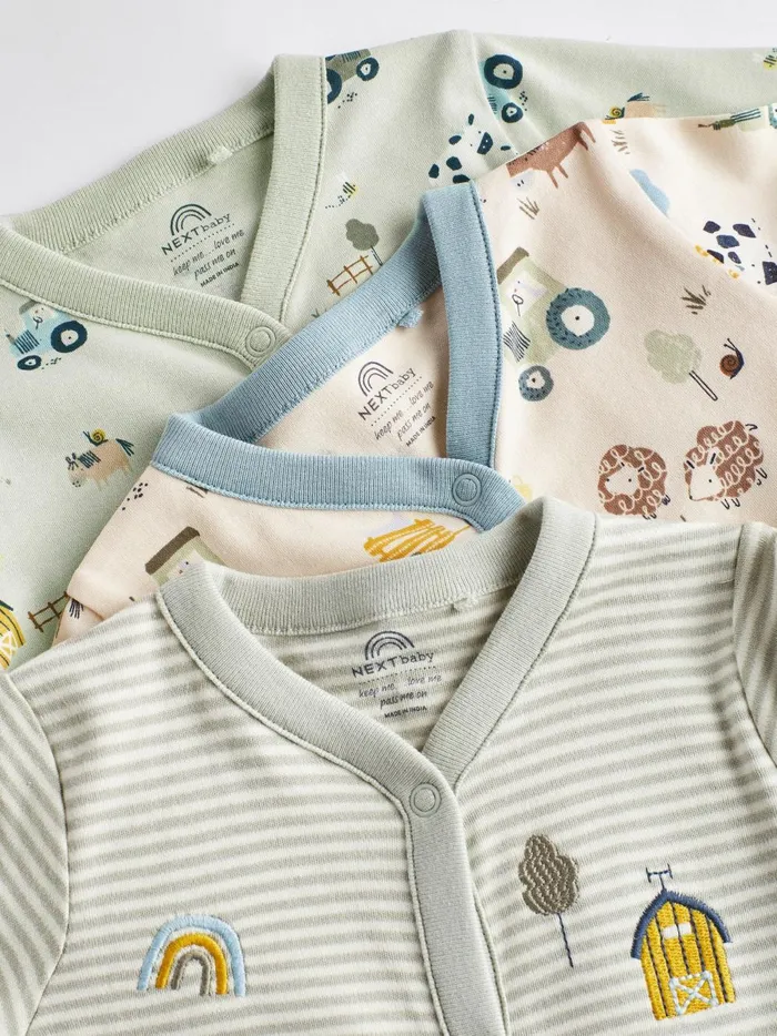 Joules Nightwear Boys Next Mint Green Baby Sleepsuits 3 Pack