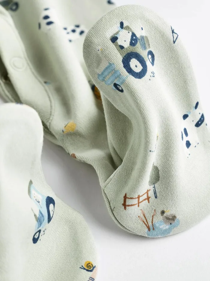 Joules Nightwear Boys Next Mint Green Baby Sleepsuits 3 Pack