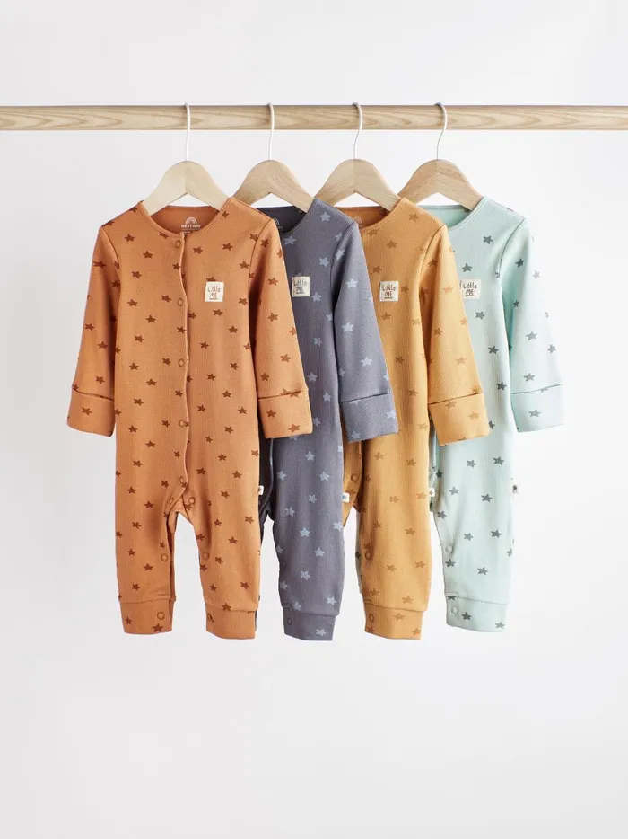 Joules Nightwear Boys Next Neutral Baby Star Sleepsuits 4 Pack
