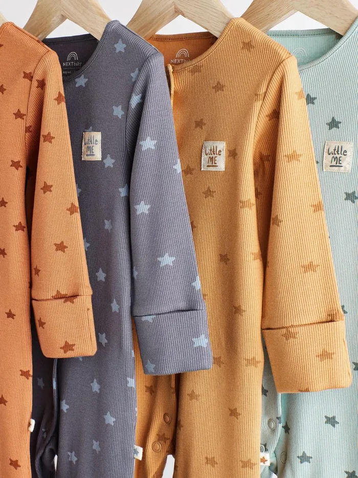 Joules Nightwear Boys Next Neutral Baby Star Sleepsuits 4 Pack