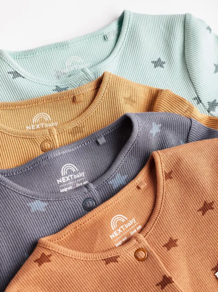 Joules Nightwear Boys Next Neutral Baby Star Sleepsuits 4 Pack